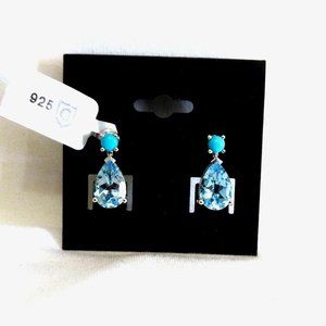 Genuine Topaz & Sleeping Beauty Turquoise Earrings